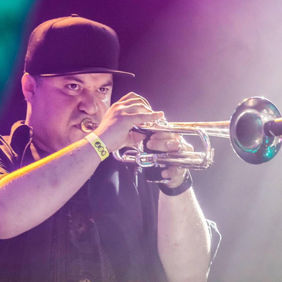 Jazz trumpeter Mike Olmos performing at Fillmore Jazz Festival