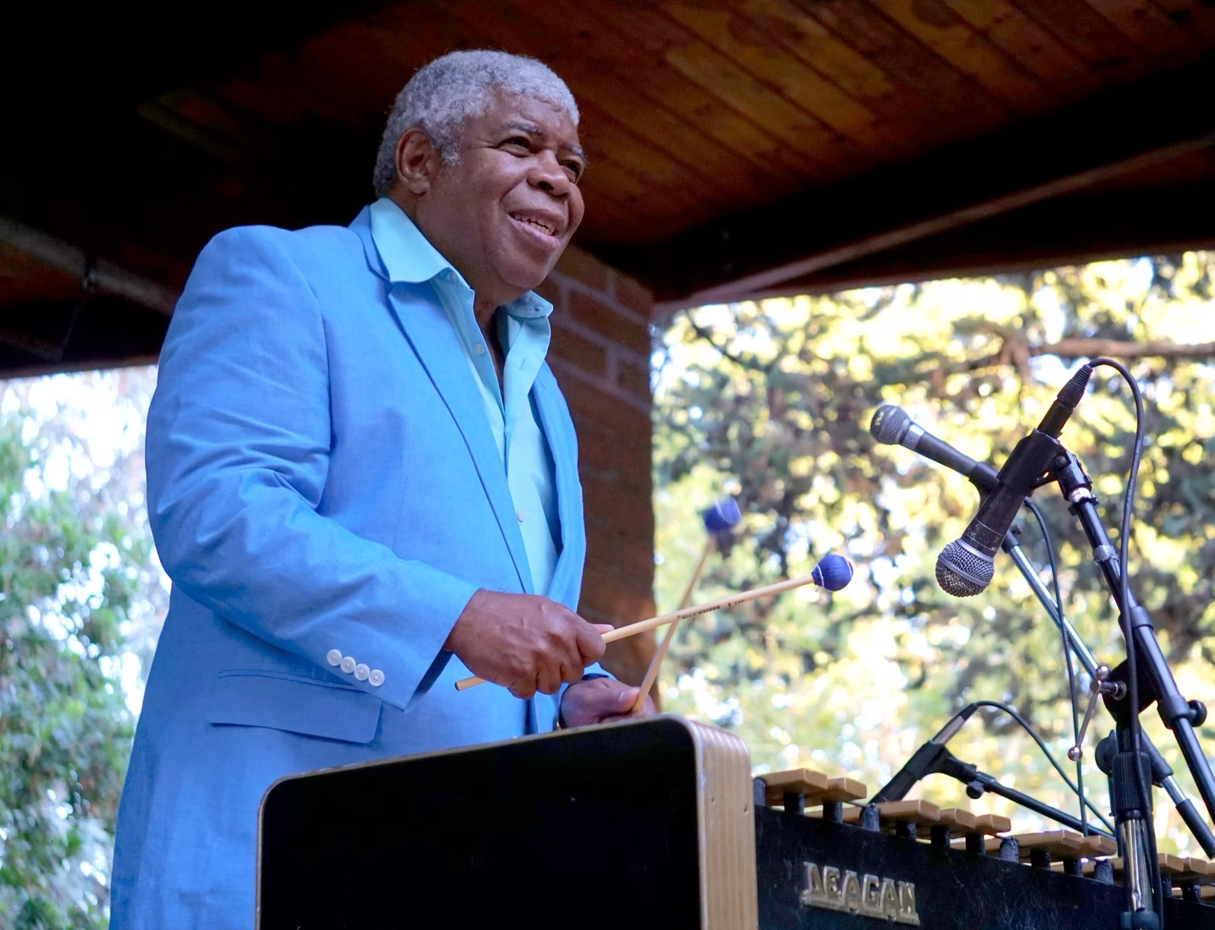 Roger Glenn performing vibraphone with Latin jazz ensemble live
